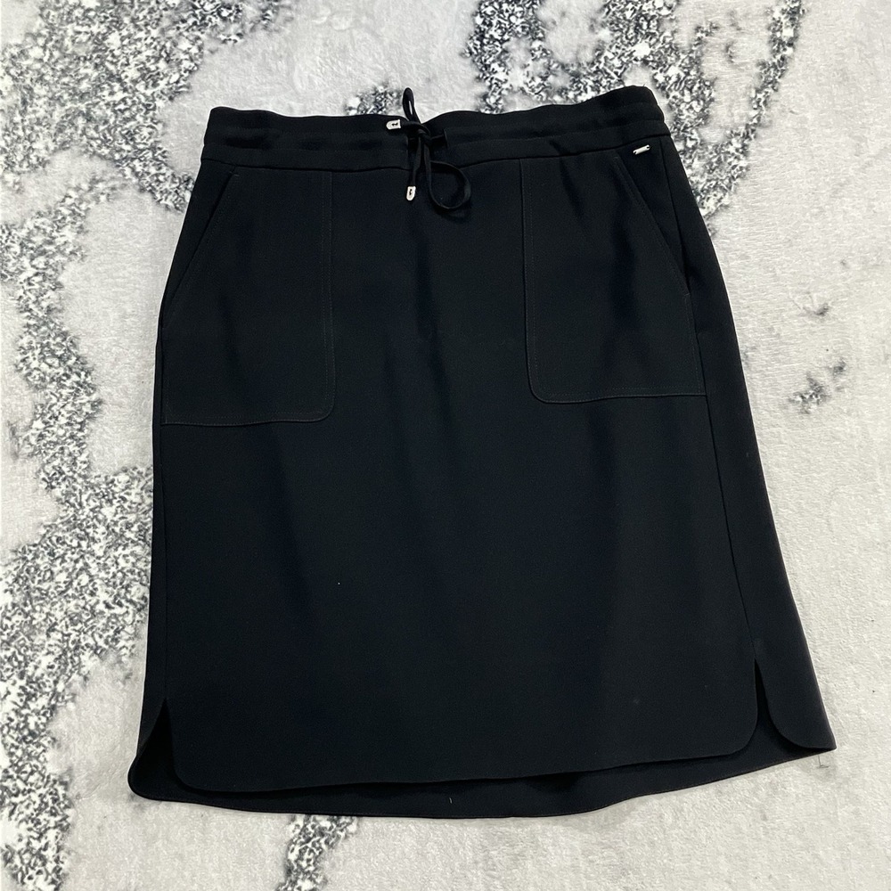 Claudia Sträter Black Skirt Women Size 42 Large Drawstring Knee Length Pockets